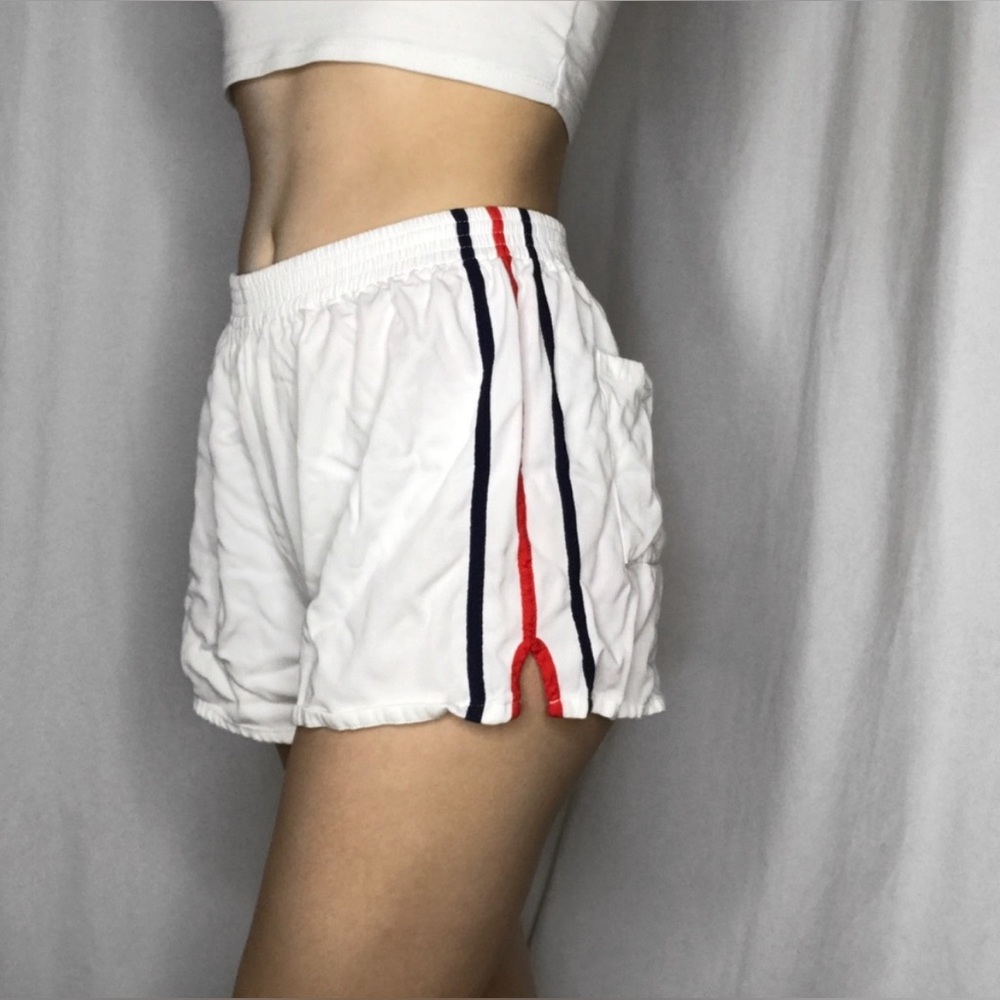 Brandy Melville Shorts White with Red & Blue Stripes